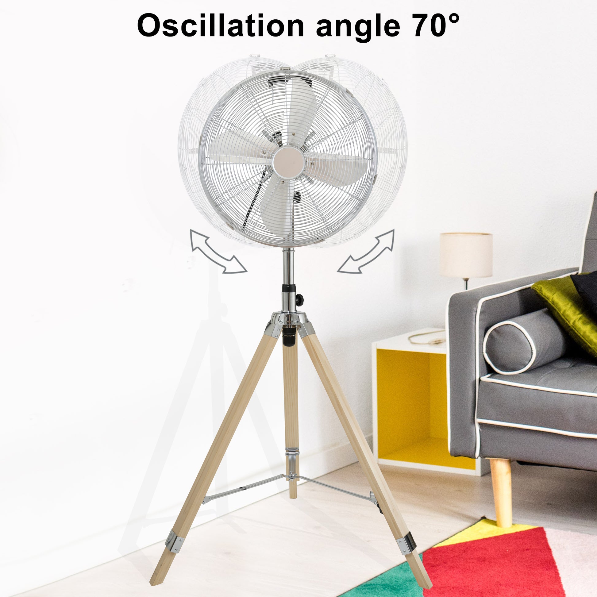 Simple Deluxe Retro Tripod Fan, Home Air Circulation Nostalgic Vertical Fan, 3 Speeds, Adjustable Height, Silver 16 Inch, 16 Inch Silver Metal