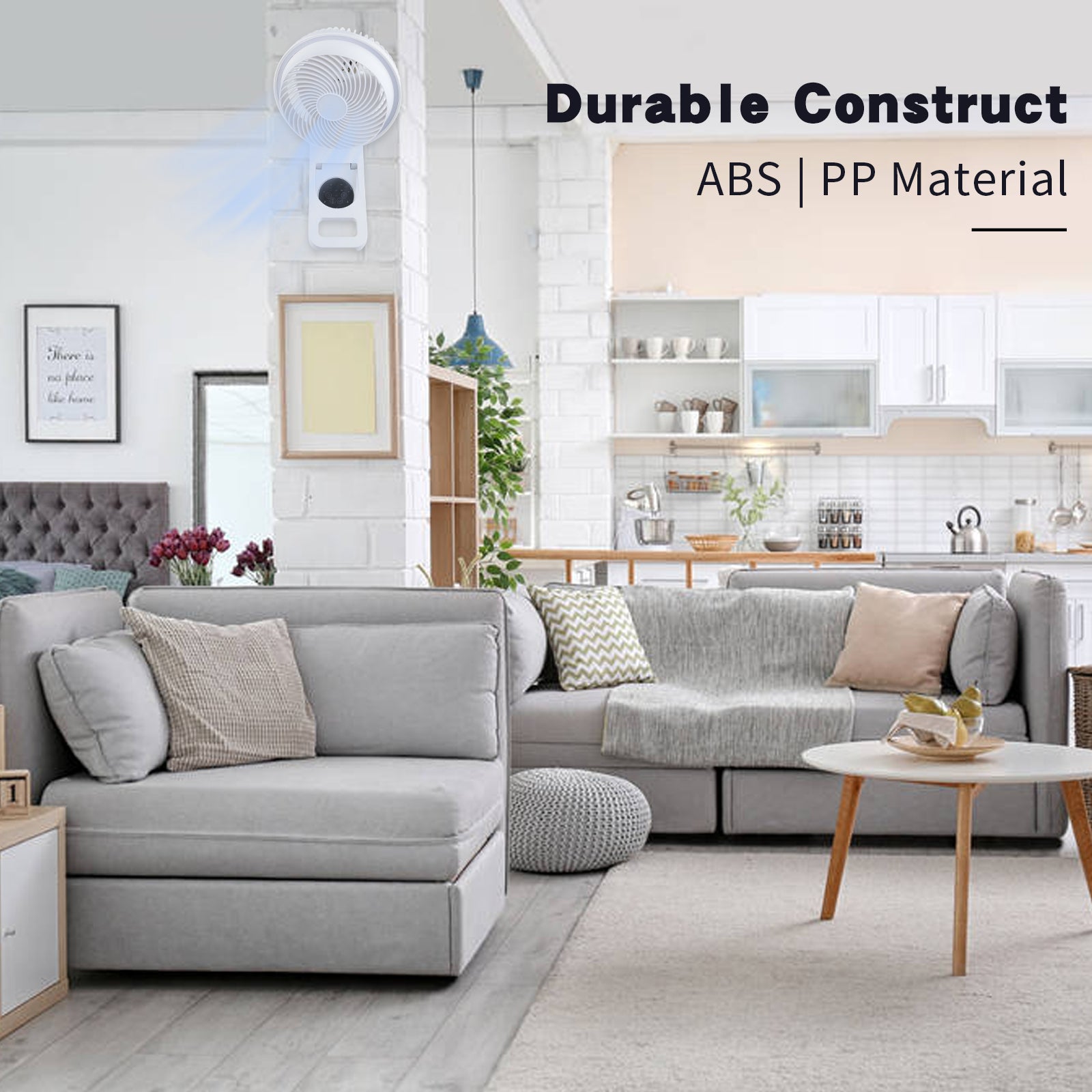 Simple Deluxe 7 Inch Wall Mount Fan, 3 Speeds & 3 Modes, 15 Hours Timer, 60 Oscillating Circulating Fan, With Remote Control, Air Circulation Fan For Indoor Use, White White Plastic