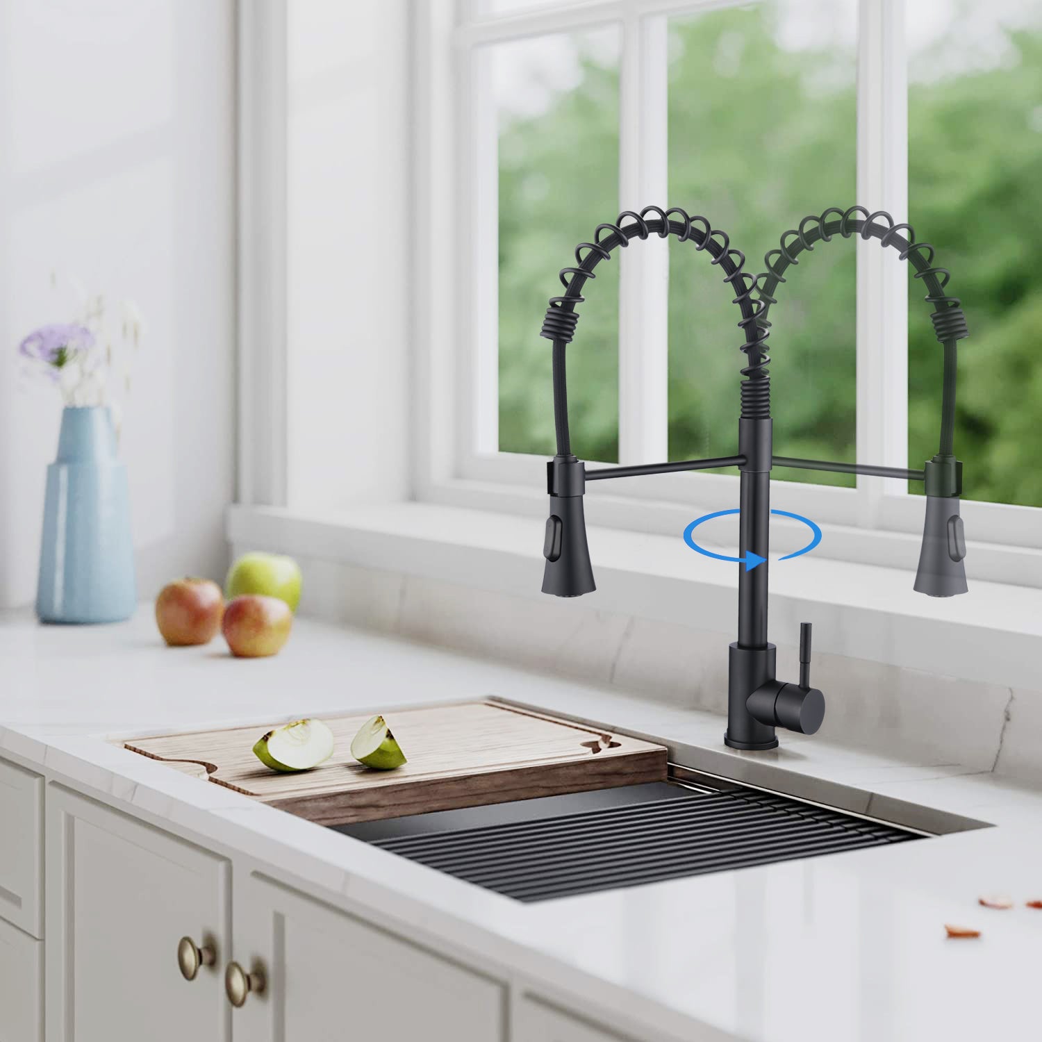 Commercial Kitchen Sink Faucet With Deck Plate Matte Black Matte Black Stainless Steel