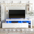 Modern Style 16 Colored Led Lights Tv Cabinet, Uv High Gloss Surface Entertainment Center With Dvd Shelf,Up To 70 Inch Tv, White White Particle Board