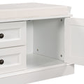 Storage Bench With 2 Drawers And 2 Cabinets, Shoe Bench With Removable Cushion For Living Room, Entryway White White Solid Wood