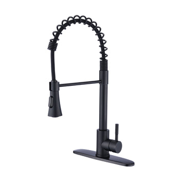 Commercial Kitchen Sink Faucet With Deck Plate Matte Black Matte Black Stainless Steel