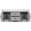 Storage Bench With 2 Drawers And 2 Cabinets, Shoe Bench With Removable Cushion For Living Room, Entryway Gray Wash Gray Wash Solid Wood