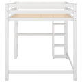 Full Size Loft Bed With Built In Desk And Shelves,White White Solid Wood Mdf