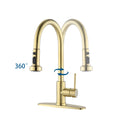 Stainless Steel Pull Down Kitchen Faucet With Soap Dispenser Brushed Gold Brushed Gold Stainless Steel