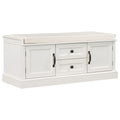 Storage Bench With 2 Drawers And 2 Cabinets, Shoe Bench With Removable Cushion For Living Room, Entryway White White Solid Wood