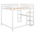 Full Size Loft Bed With Built In Desk And Shelves,White White Solid Wood Mdf