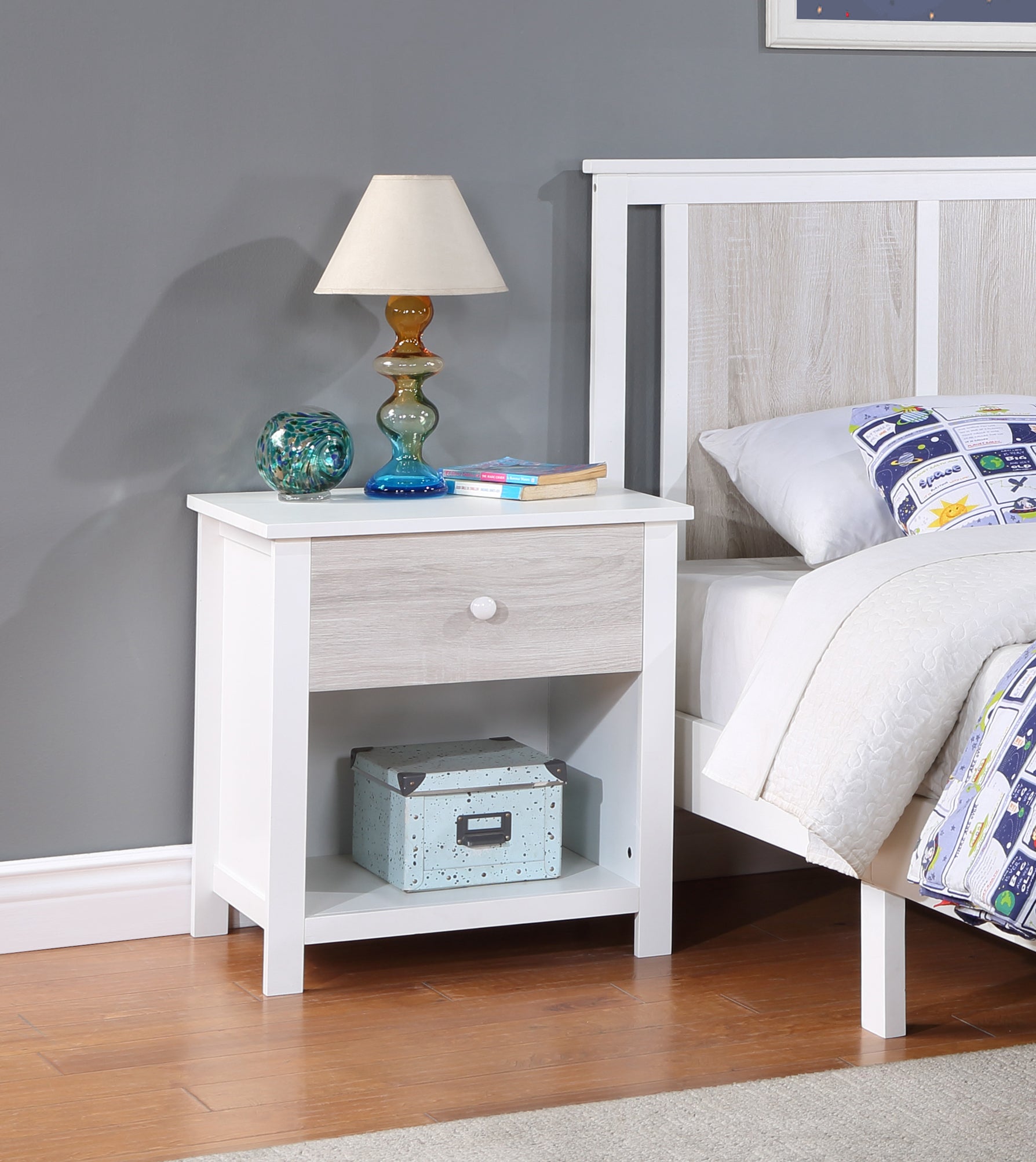 Connelly Nightstand White Rockport Gray