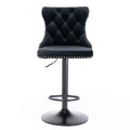 Swivel Velvet Barstools Adjusatble Seat Height From 25 33 Inch,17.7 Inch Base, Modern Upholstered Bar Stools With Backs Comfortable Tufted For Home Pub And Kitchen Island,Black,Set Of 2 Black Dining Room American Design Foam Velvet