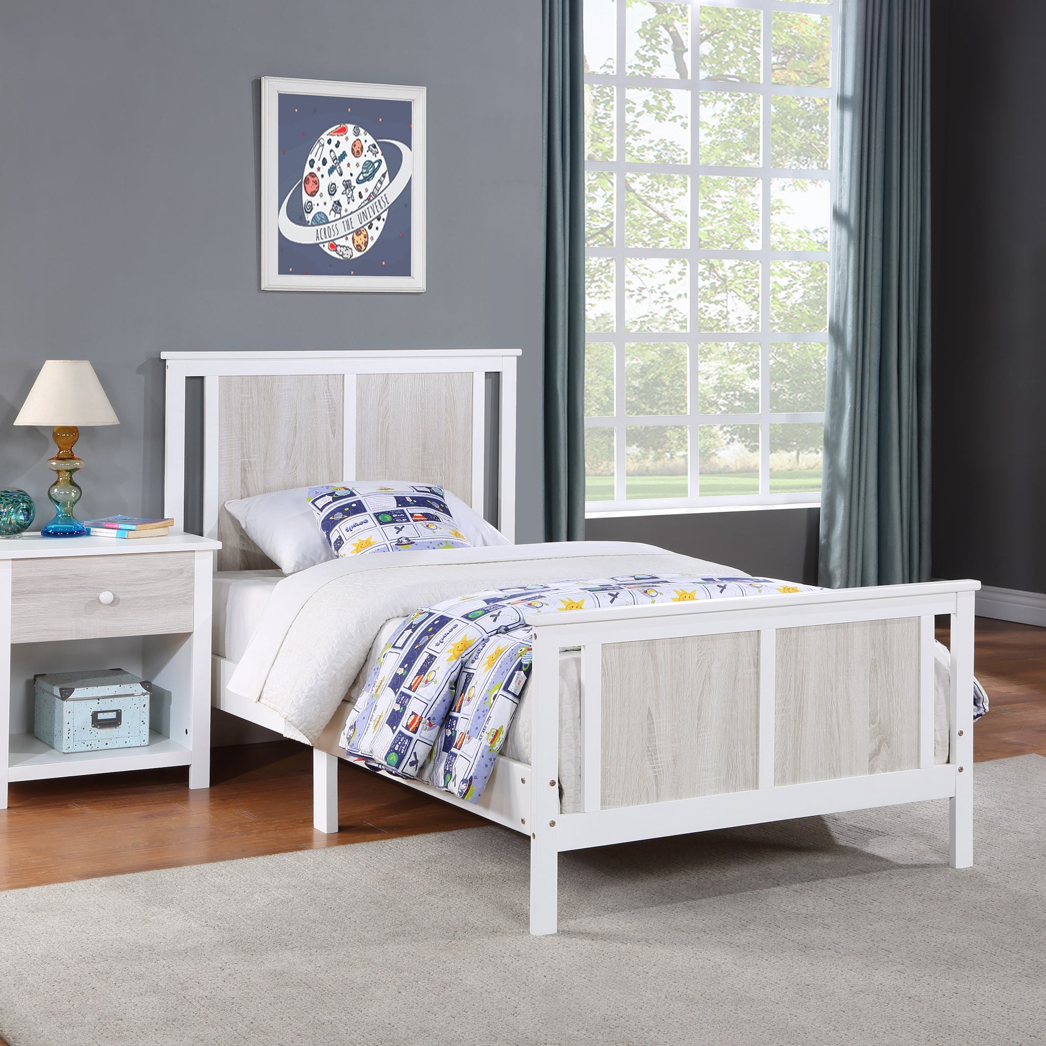 Connelly Twin Bed White Rockport Gray White Solid Wood