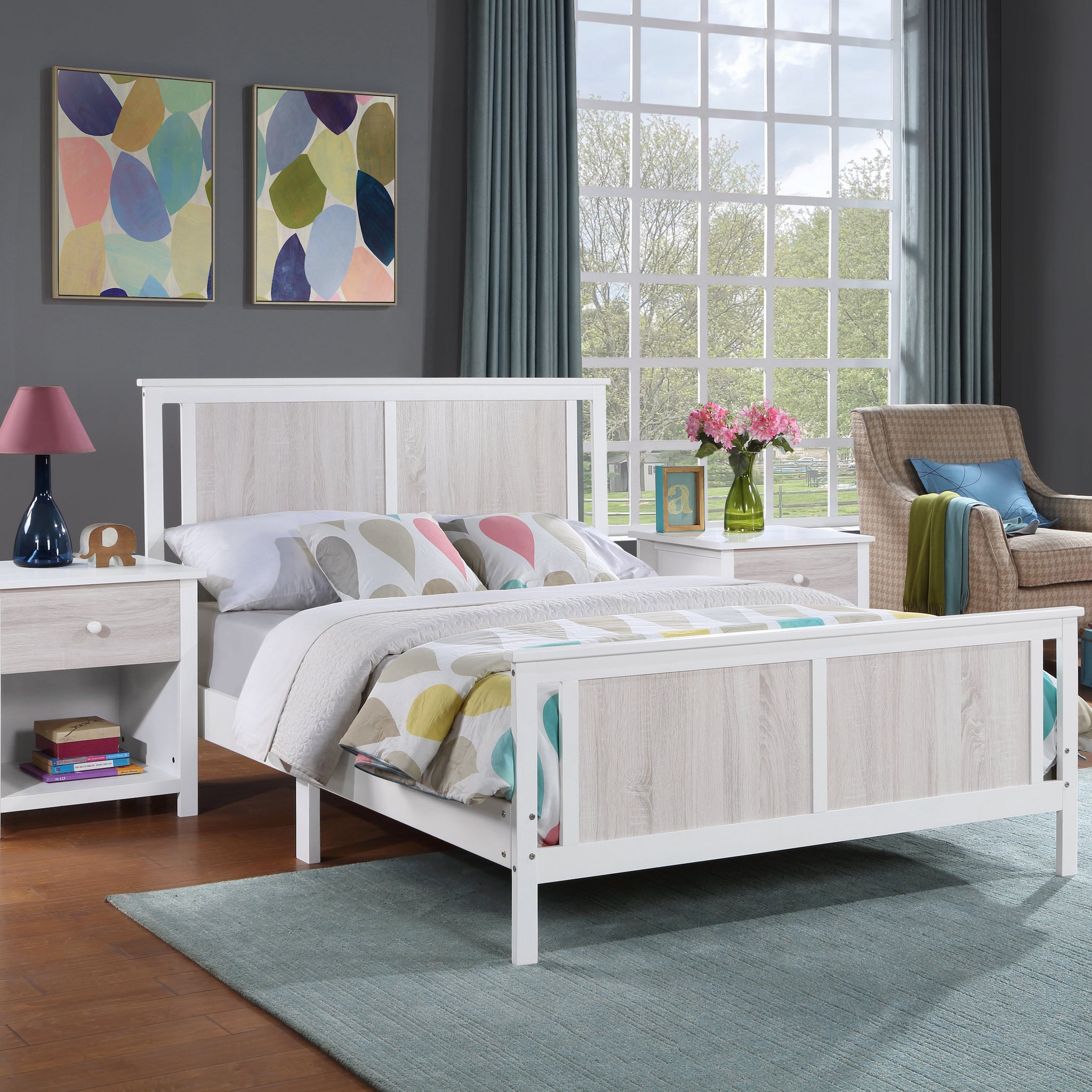 Connelly Full Bed White Rockport Gray White Solid Wood