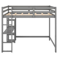 Full Size Loft Bed With Built In Desk And Shelves,Gray Gray Solid Wood Mdf