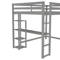 Full Size Loft Bed With Built In Desk And Shelves,Gray Gray Solid Wood Mdf