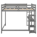 Full Size Loft Bed With Built In Desk And Shelves,Gray Gray Solid Wood Mdf