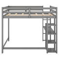 Full Size Loft Bed With Built In Desk And Shelves,Gray Gray Pine