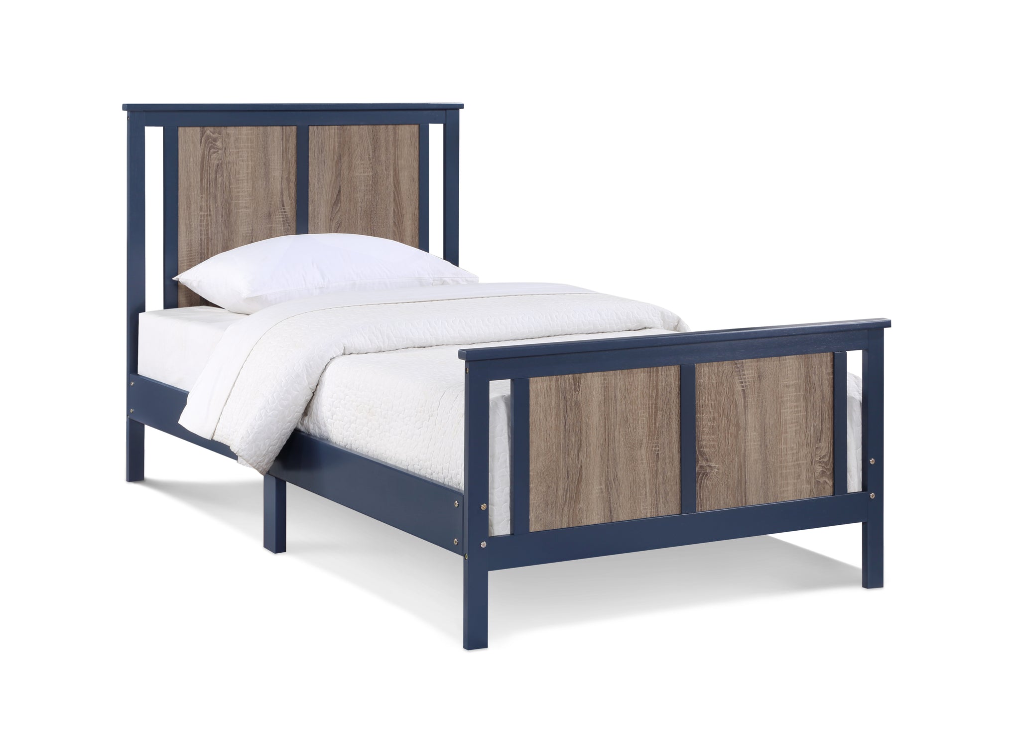 Connelly Twin Bed Midnight Blue Vintage Walnut