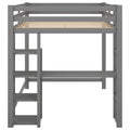 Full Size Loft Bed With Built In Desk And Shelves,Gray Gray Solid Wood Mdf