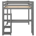 Full Size Loft Bed With Built In Desk And Shelves,Gray Gray Pine