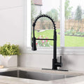 Commercial Kitchen Sink Faucet With Deck Plate Matte Black Matte Black Stainless Steel