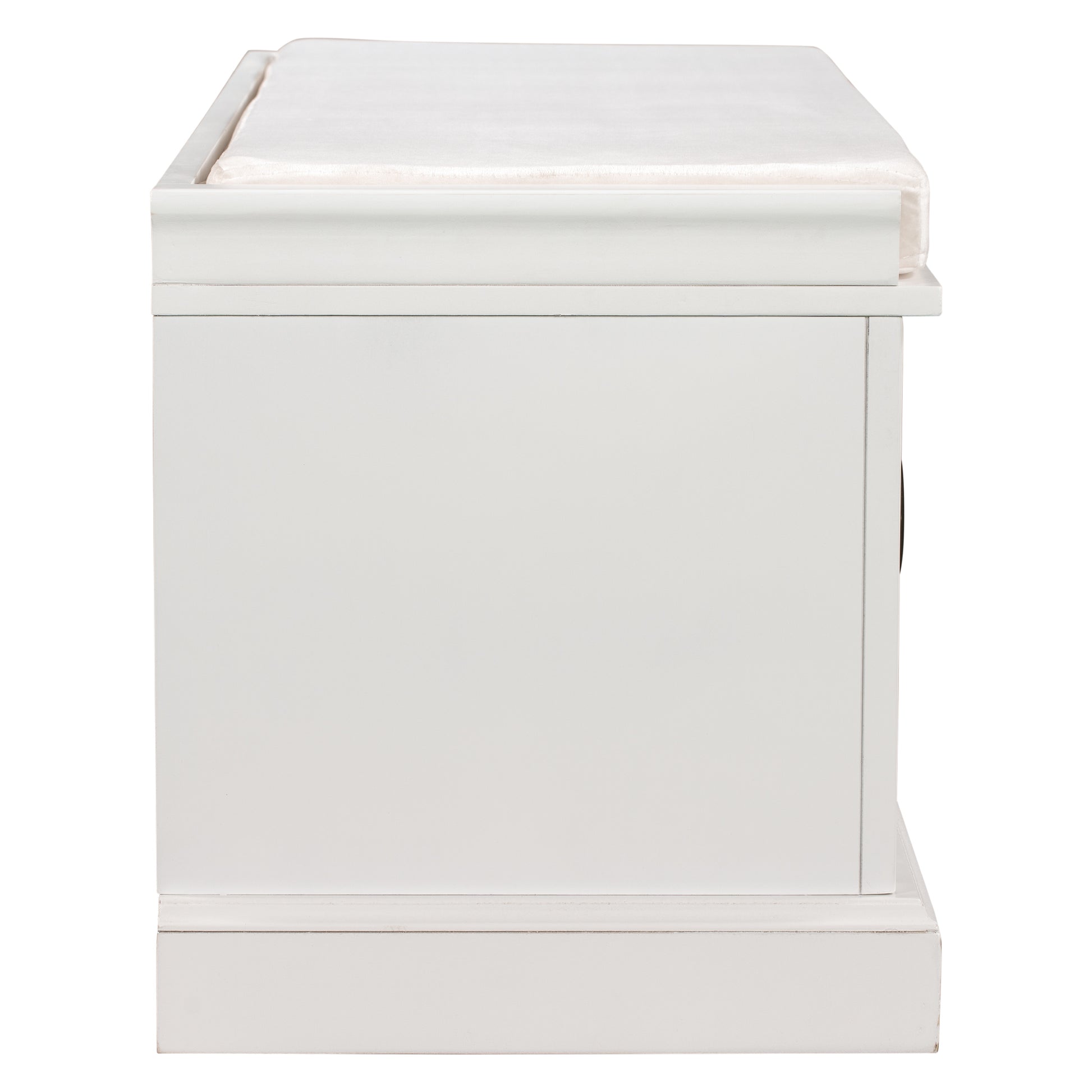 Storage Bench With 2 Drawers And 2 Cabinets, Shoe Bench With Removable Cushion For Living Room, Entryway White White Solid Wood