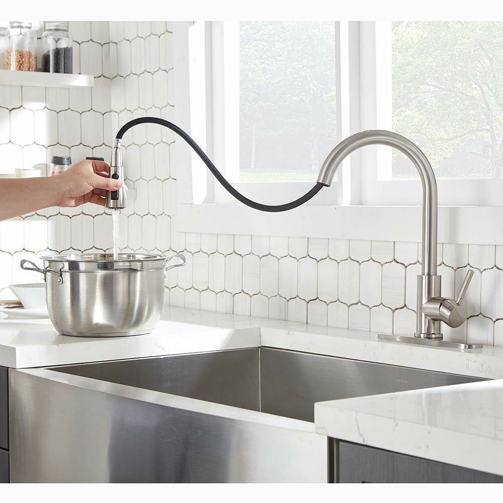 Pull Down Kitchen Faucet With Sprayer Stainless Steel Brushed Nickel Brushed Nickel Stainless Steel