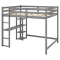 Full Size Loft Bed With Built In Desk And Shelves,Gray Gray Solid Wood Mdf