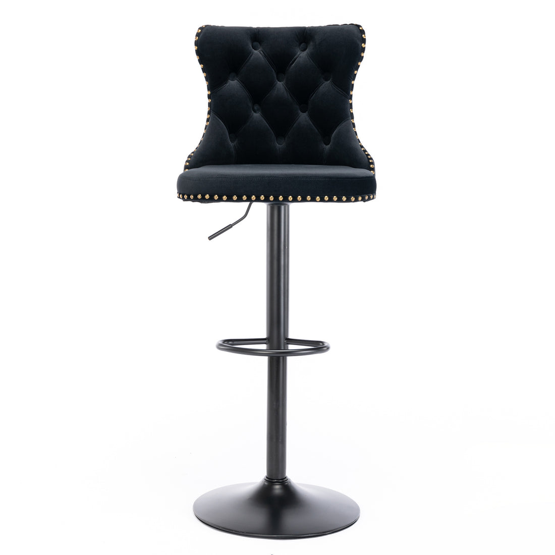 Swivel Velvet Barstools Adjusatble Seat Height From 25 33 Inch,17.7 Inch Base, Modern Upholstered Bar Stools With Backs Comfortable Tufted For Home Pub And Kitchen Island,Black,Set Of 2 Black Dining Room American Design Foam Velvet