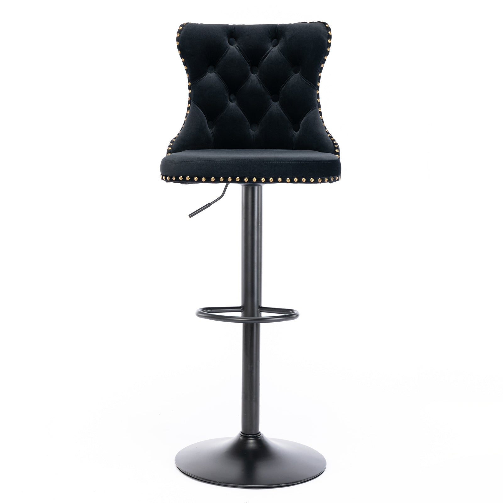 Swivel Velvet Barstools Adjusatble Seat Height From 25 33 Inch,17.7 Inch Base, Modern Upholstered Bar Stools With Backs Comfortable Tufted For Home Pub And Kitchen Island,Black,Set Of 2 Black Dining Room American Design Foam Velvet