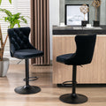 Swivel Velvet Barstools Adjusatble Seat Height From 25 33 Inch,17.7 Inch Base, Modern Upholstered Bar Stools With Backs Comfortable Tufted For Home Pub And Kitchen Island,Black,Set Of 2 Black Dining Room American Design Foam Velvet