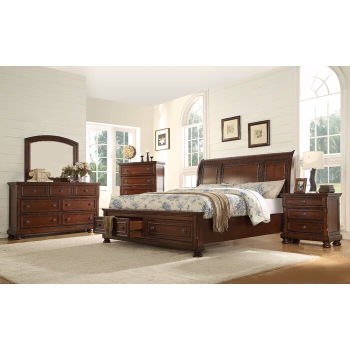 Baltimore Queen 5 Pc Storage Bedroom Set Made With Wood In Dark Walnut Dark Brown Transitional Wood