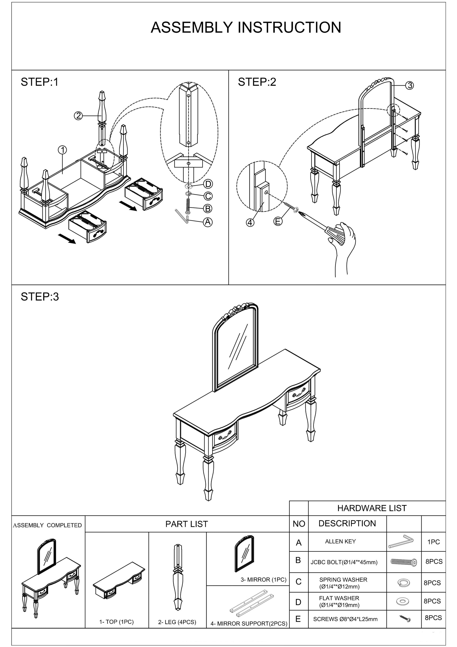 Bedroom Classic Vanity Set Wooden Carved Mirror Stool Drawers Antique Grey Finish Grey Bedroom Classic,Contemporary,Luxury Rubberwood Solid Wood