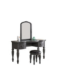 Bedroom Classic Vanity Set Wooden Carved Mirror Stool Drawers Antique Grey Finish Grey Bedroom Classic,Contemporary,Luxury Rubberwood Solid Wood