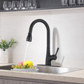 Single Handle Pull Down Kitchen Sink Faucet Matte Black Matte Black Brass