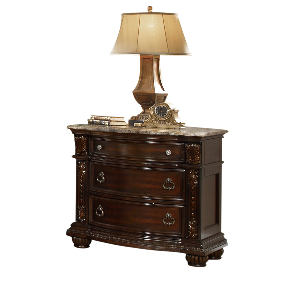 Traditional Style 3 Drawer Nightstand Made With Wood In Dark Walnut Dark Brown 2 Drawers Bedside Cabinet Traditional Drawers Solid Wood Mdf Wood