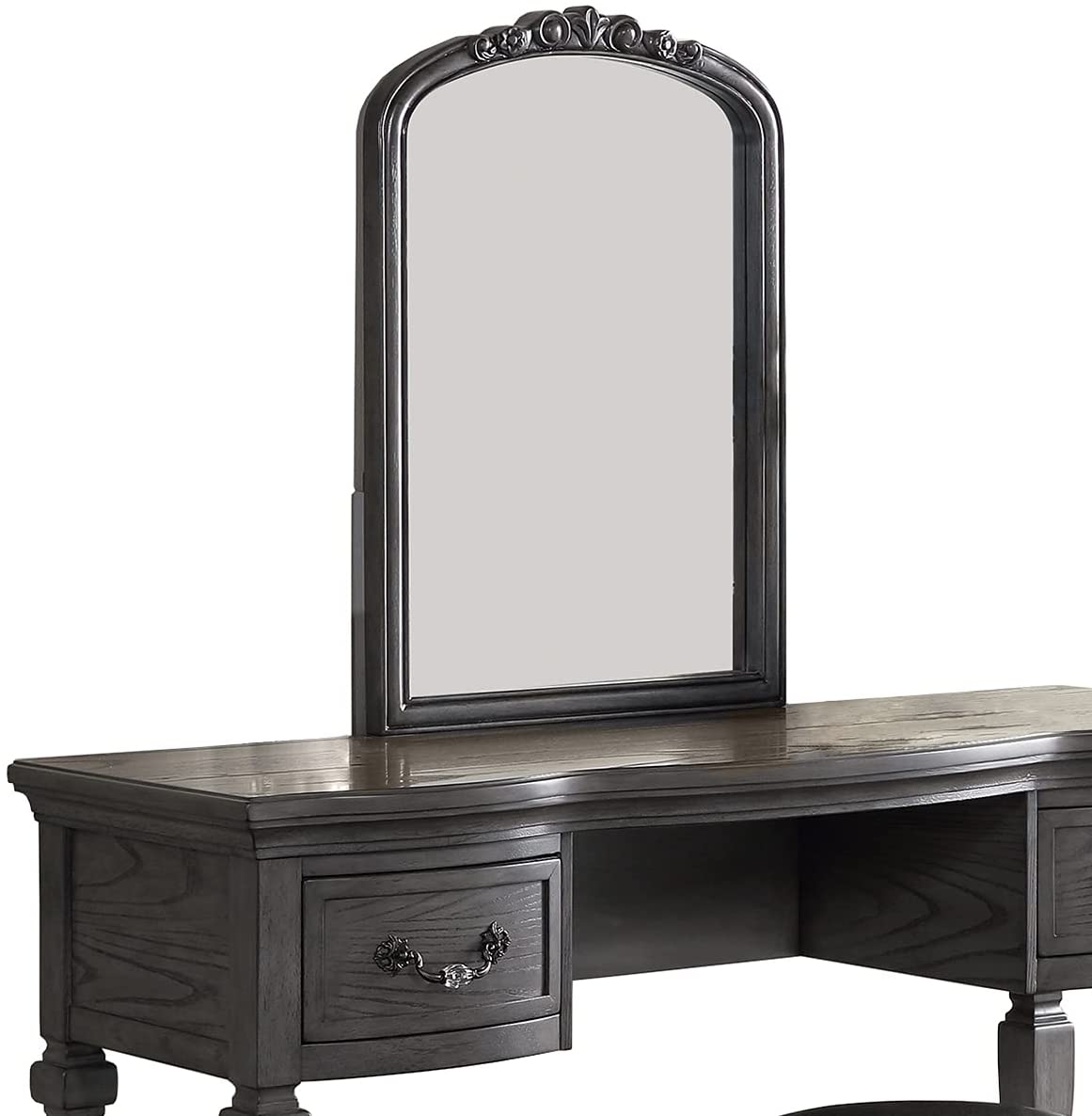 Bedroom Classic Vanity Set Wooden Carved Mirror Stool Drawers Antique Grey Finish Grey Bedroom Classic,Contemporary,Luxury Rubberwood Solid Wood