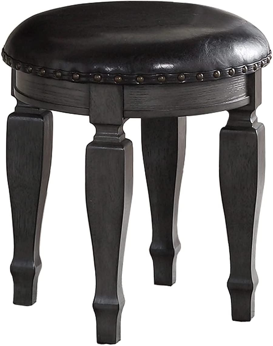 Bedroom Classic Vanity Set Wooden Carved Mirror Stool Drawers Antique Grey Finish Grey Bedroom Classic,Contemporary,Luxury Rubberwood Solid Wood