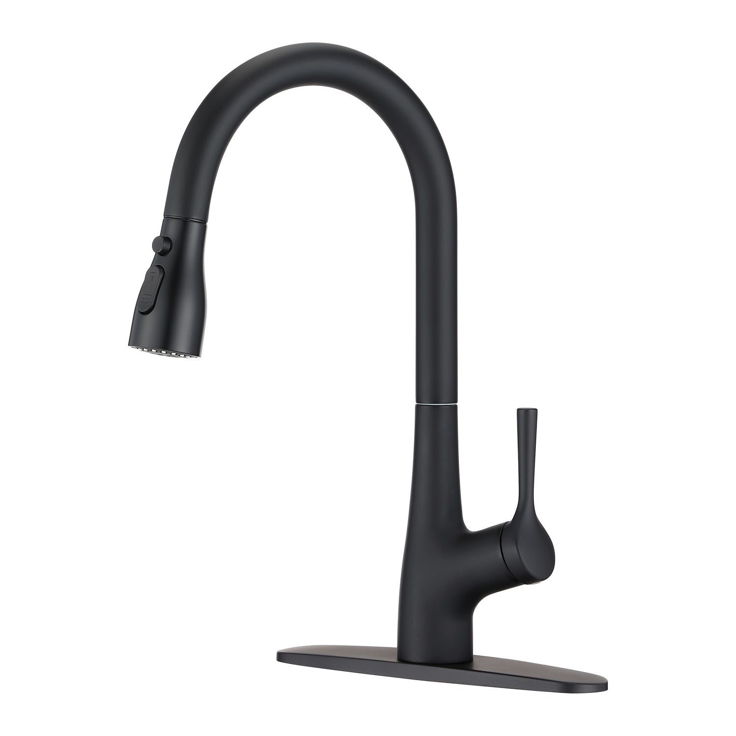 Single Handle Pull Down Kitchen Sink Faucet Matte Black Matte Black Brass