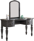 Bedroom Classic Vanity Set Wooden Carved Mirror Stool Drawers Antique Grey Finish Grey Bedroom Classic,Contemporary,Luxury Rubberwood Solid Wood