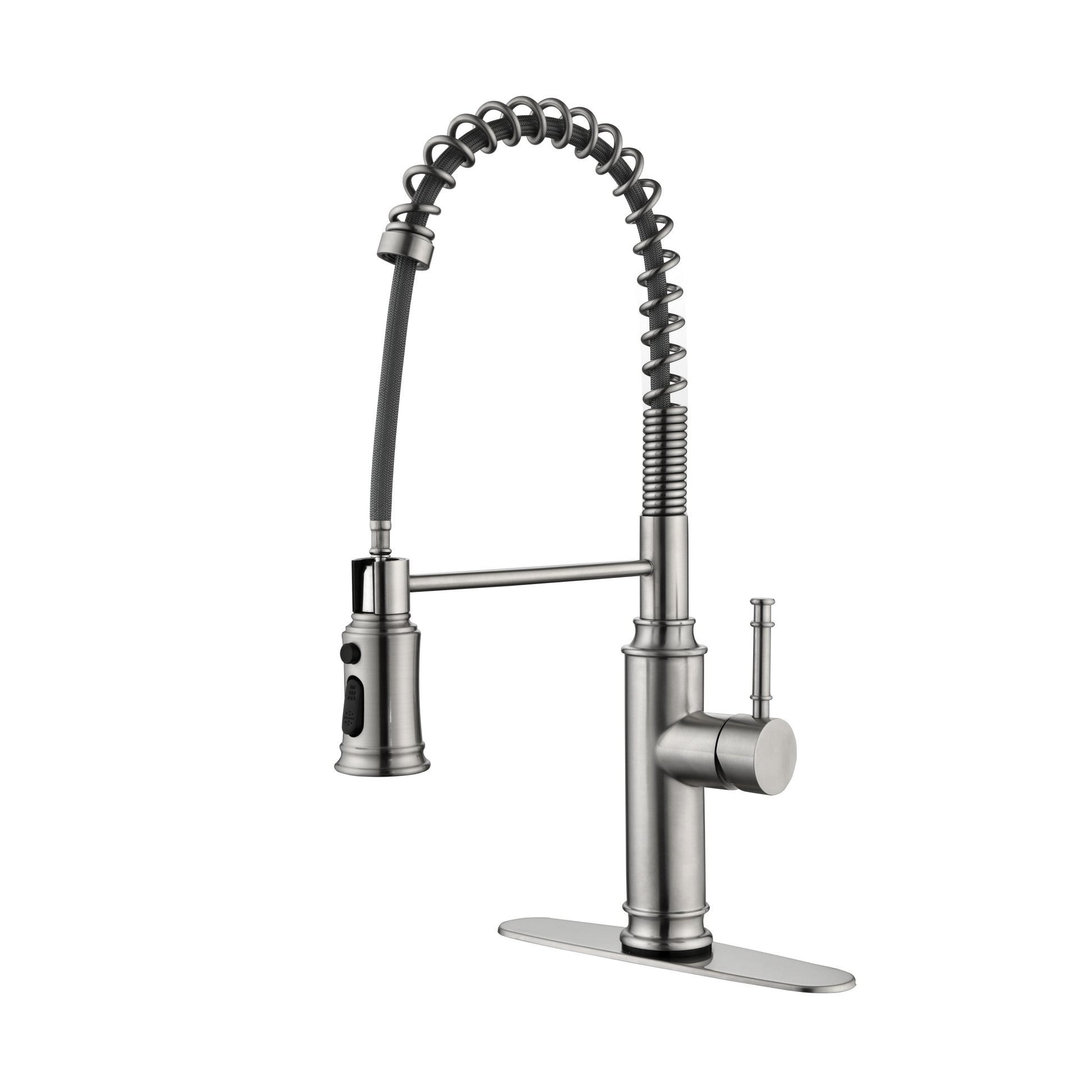 Kitchen Faucets Commercial Single Handle Single Lever Pull Down Sprayer Spring Kitchen Sink Faucet Brushed Nickel Stainless Steel