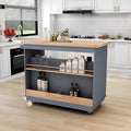 Rolling Kitchen Island with Storage, Two sided Kitchen blue-kitchen-classic-french-mid-century
