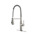 Kitchen Faucets Commercial Single Handle Single Lever Pull Down Sprayer Spring Kitchen Sink Faucet Brushed Nickel Stainless Steel