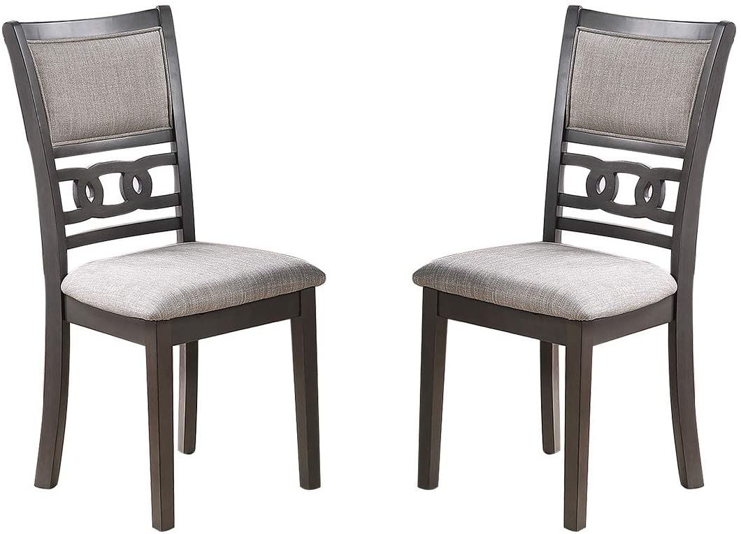 Dining Room Furniture Grey Finish Set Of 2 Side Chairs Cushion Seats Unique Back Kitchen Breakfast Chairs Grey Gray Dining Room Contemporary Dining Chairs Rubberwood Solid Wood