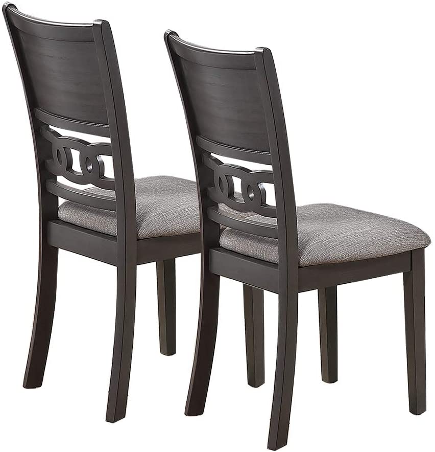 Dining Room Furniture Grey Finish Set Of 2 Side Chairs Cushion Seats Unique Back Kitchen Breakfast Chairs Grey Gray Dining Room Contemporary Dining Chairs Rubberwood Solid Wood