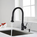 Stainless Steel Pull Down Kitchen Faucet With Soap Dispenser Matte Black Matte Black Stainless Steel