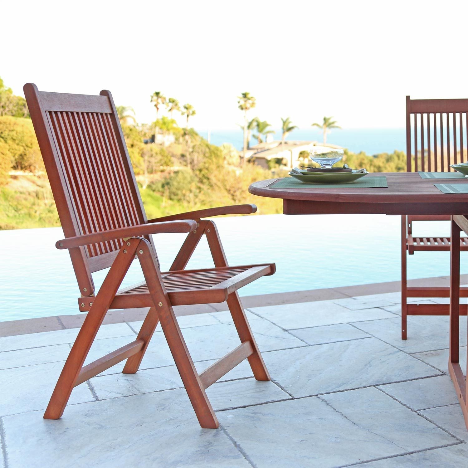 Malibu Outdoor 5 Position Reclining Chair Teak Solid Wood