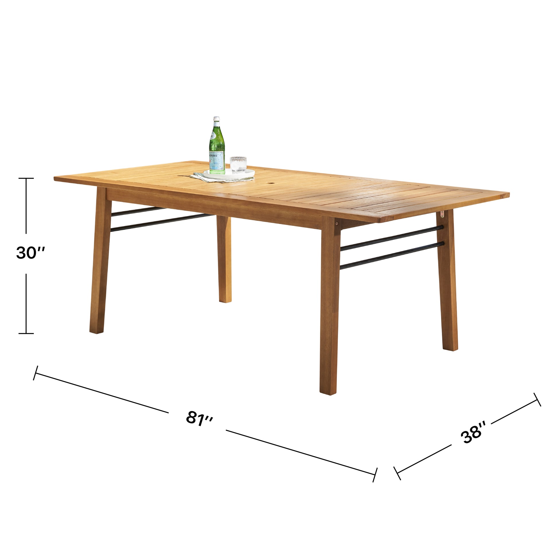 Gloucester Contemporary Patio Wood Dining Table Teak Solid Wood