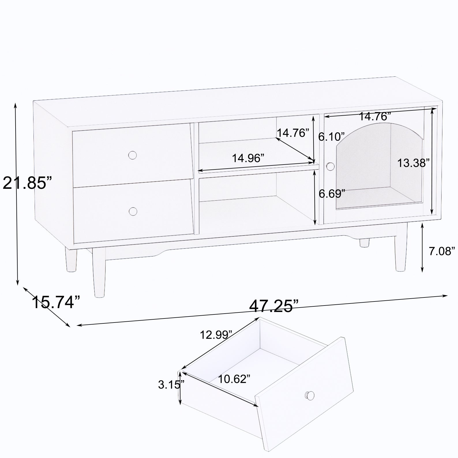 Living Room White Tv Stand With Drawers And Open Shelves, A Cabinet With Glass Doors For Storage White Mdf