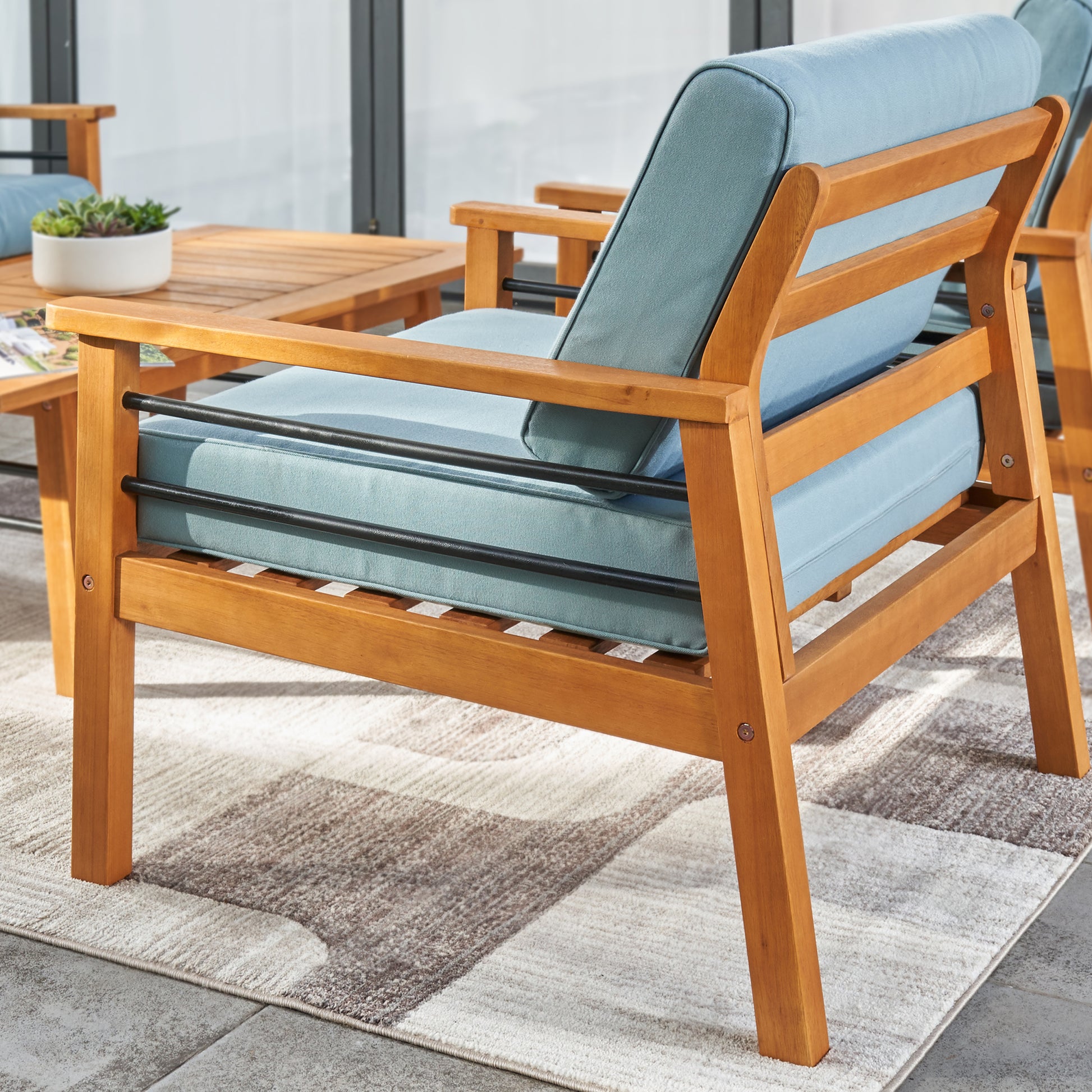 Gloucester Contemporary Patio Wood Sofa Club Chair Teak Solid Wood