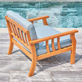 Kapalua Honey Nautical Curve Eucalyptus Wooden Outdoor Sofa Chair With Cushion Teak Solid Wood