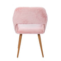 Hengming Dining Chairs With Faux Fur, Mid Century Side Chairs With Solid Painting Steel Leg For Dining Room Pink Faux Fur